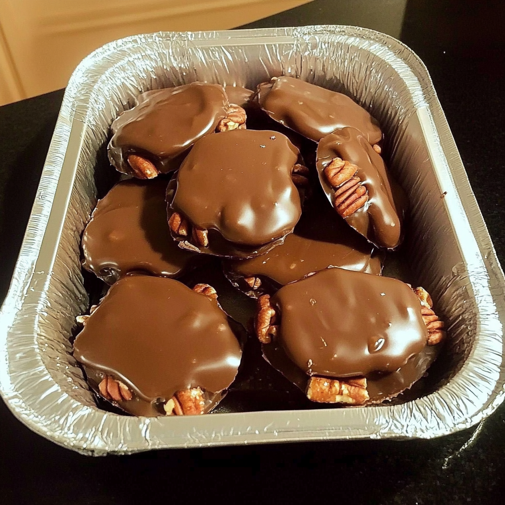 Homemade Turtle Candy with Pecans and Caramel